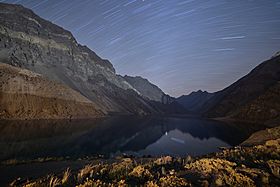 Star trail from Laguna del Inca, Portillo.jpg