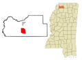 Tate County Mississippi Incorporated and Unincorporated areas Senatobia Highlighted