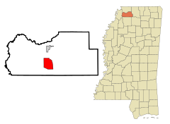 Tate County Mississippi Incorporated and Unincorporated areas Senatobia Highlighted.svg