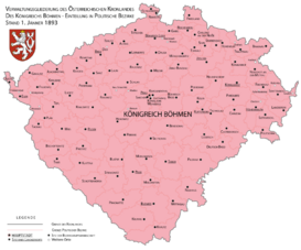 divisiones administrativas del Reino de Bohemia (1893).