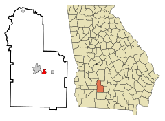 Worth County Georgia Incorporated and Unincorporated areas Poulan Highlighted.svg