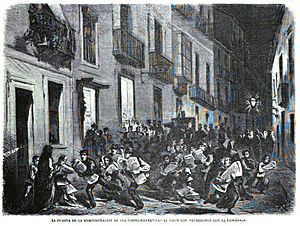 Archivo:1870-05-10, La Ilustración Española y Americana, La puerta de la administración de La Correspondencia al salir los vendedores con el periódico