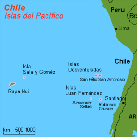 Mapa de las islas del Pacífico de Chile