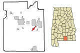 Covington County Alabama Incorporated and Unincorporated areas Horn Hill Highlighted.svg