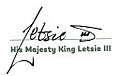His Majesty King Letsie III signature