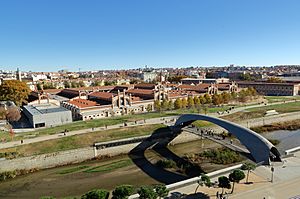 Archivo:Matadero y puente de Matadero, Arganzuela, vista desde Madrid Río 2