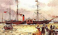 Archivo:RMS Britannia 1840 paddlewheel