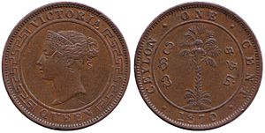 Archivo:British Ceylon, 1 cent 1870, Victoria