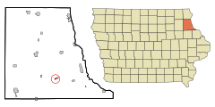 Clayton County Iowa Incorporated and Unincorporated areas Elkport Highlighted.svg