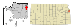 Johnson County Kansas Incorporated and Unincorporated areas Prairie Village Highlighted.svg