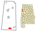 Lamar County Alabama Incorporated and Unincorporated areas Millport Highlighted