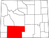 Mapa de Wyoming con la ubicación del condado de Sweetwater
