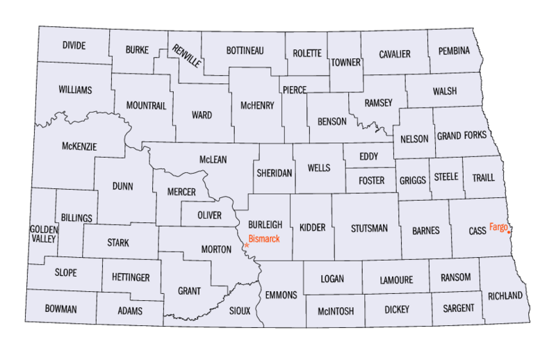 Archivo:North Dakota counties map