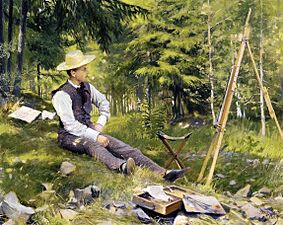 Paul Gustave Fischer - The Artist Painting En Plein Air