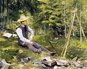 Archivo:Paul Gustave Fischer - The Artist Painting En Plein Air