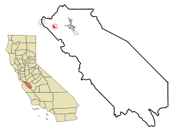 San Benito County California Incorporated and Unincorporated areas San Juan Bautista Highlighted.svg