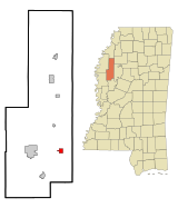 Sunflower County Mississippi Incorporated and Unincorporated areas Moorhead Highlighted.svg
