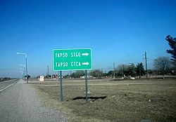 Tapso, cartel señalización localidad en Ruta 157.JPG