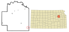 Wabaunsee County Kansas Incorporated and Unincorporated areas Harveyville Highlighted.svg