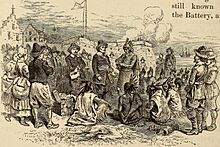 Archivo:Willem Kieft smoking Peace Pipe with Algonquian Chief after Wappinger War 1645