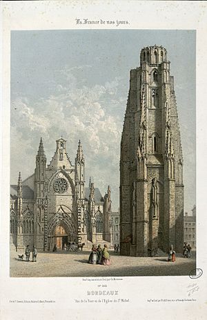 Archivo:Bordeaux - Vue de la Tour et de l'Eglise de St. Michel - Fonds Ancely - B315556101 A MERCEREAU 7 052