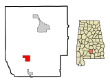 Butler County Alabama Incorporated and Unincorporated areas Georgiana Highlighted.svg