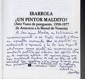 Archivo:Dedicatoria de Agustín Ibarrola a Laureano Muñoz Viñarás