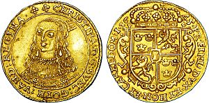 Archivo:Ducat en or à l'effigie de Christine de Suède, 1645