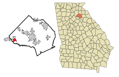 Jackson County Georgia Incorporated and Unincorporated areas Hoschton Highlighted.svg