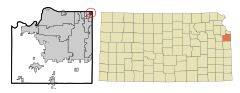 Johnson County Kansas Incorporated and Unincorporated areas Westwood Highlighted.svg
