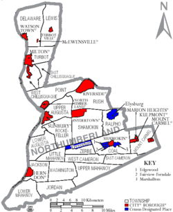 Archivo:Map of Northumberland CountyPennsylvania With Municipal and Township Labels