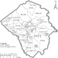 Map of Pitt County North Carolina With Municipal and Township Labels