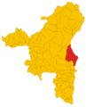 Map of comune of Baunei (province of Nuoro, region Sardinia, Italy) - 2016