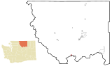 Okanogan County Washington Incorporated and Unincorporated areas Brewster Highlighted.svg