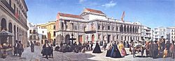 Archivo:Vista de la plaza de San Francisco y Ayuntamiento de Sevilla