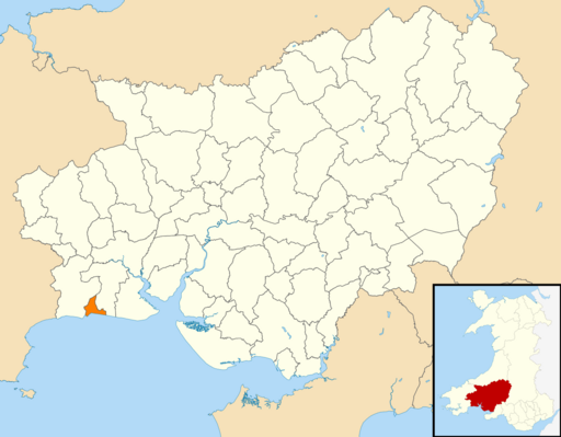 Wales Carmarthenshire Community Pendine map