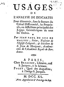 Gua de Malves - Usages de l'analyse de Descartes, 1740 - BEIC 1460763.jpg