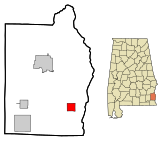 Henry County Alabama Incorporated and Unincorporated areas Haleburg Highlighted.svg