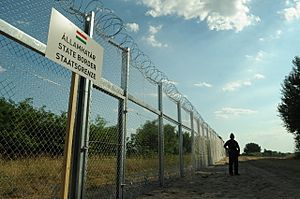 Archivo:Hungarian-Serbian border barrier 1