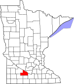 Map of Minnesota highlighting Brown County.svg