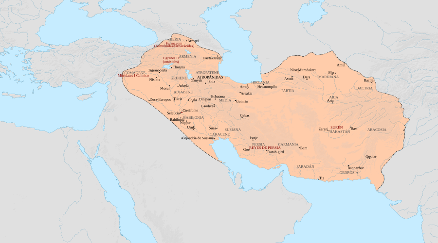 Archivo:Map of the Parthian Empire under Mithridates II-es