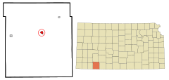 Meade County Kansas Incorporated and Unincorporated areas Meade Highlighted.svg