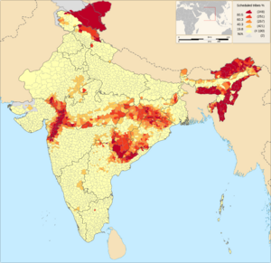 Archivo:Percent of scheduled tribes in India-tehsils-census 2011