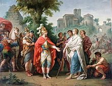 Popilius envoyé en ambassade auprès d'Antiochus Epiphane pour arrêter le cours de ses ravages en Egypte.jpg