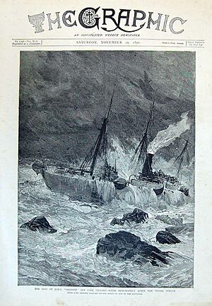 Archivo:The loss of HMS 'Serpent' off Cape Villano, scene immediately after the vessel struck