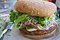 Veggie burger flickr user divinemisscopa creative commons