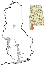 Baldwin County Alabama Incorporated and Unincorporated areas Silverhill Highlighted.svg