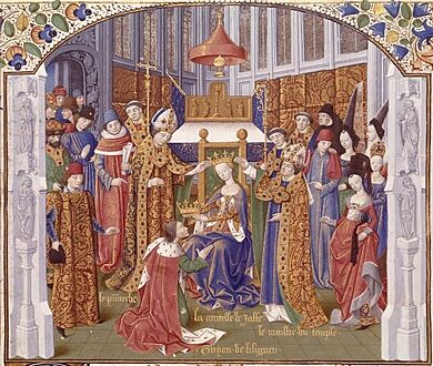 Archivo:Français 2629, fol. 300, Couronnement de Gui de Lusignan