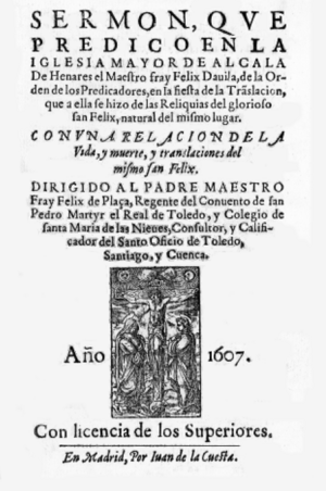 Archivo:Fray Félix Dávila (1607) Vida, muerte y translación de San Félix