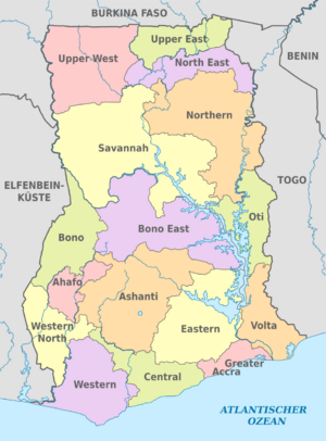 Archivo:Ghana, administrative divisions 2018 - de - colored